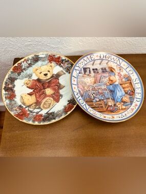 Now Lay Me Down to Sleep Decorative Teddy Bear Wall Plate - Blue & Red